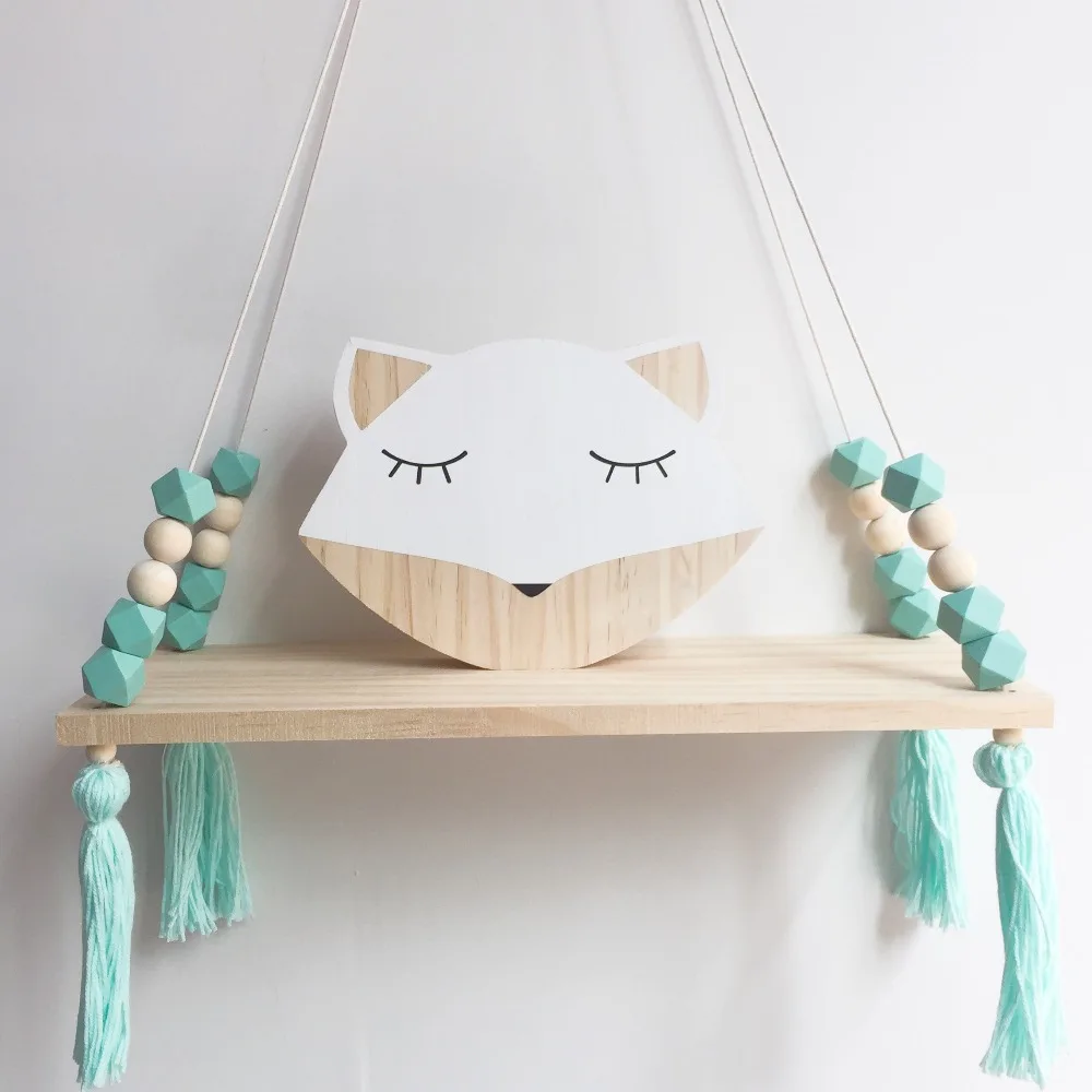 حار بيع غرفة نوم رف جدار DIY الأصلي خرزات خشبية تخزين الرف منظمة سوينغ الرف ديكور المنزل الاطفال ديكور جدار الغرف