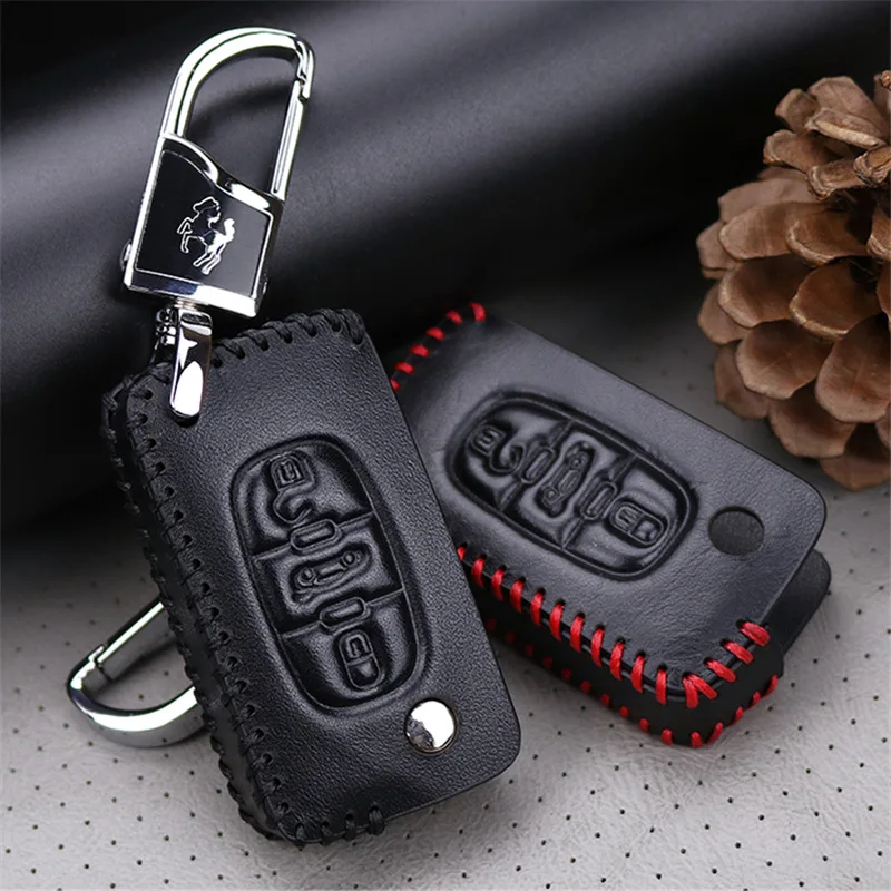KUKAKEY чехол для автомобильного ключа из натуральной кожи Citroen C2 C3 C4 Picasso Xsara C5 C6 C8 с