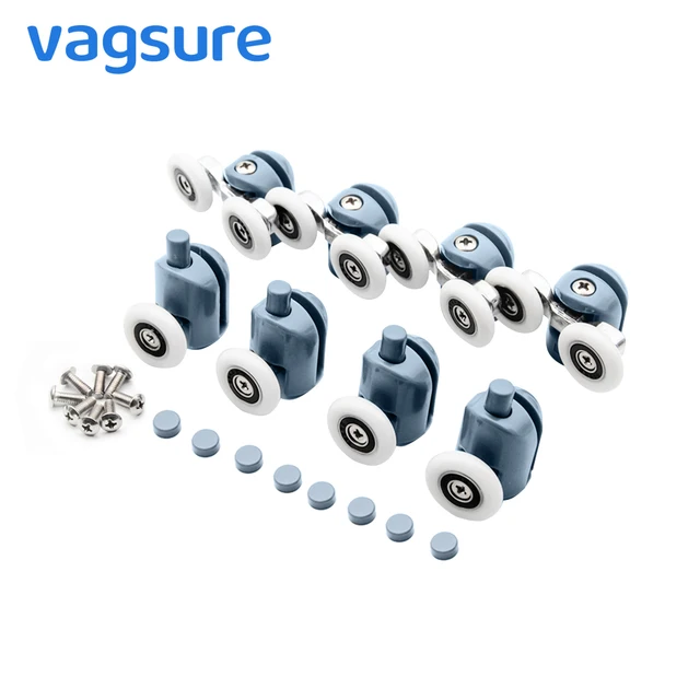 US $5.24 4pcs-8pcs/set double top Single Bottom Sliding Shower Cabin Pulleys Zinc-Alloy Chromed Runner Wheel