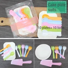 

1 set/bag Flamingo Disposable Dinner Plate Birthday Cake Cutlery Colorful Knife Fork Tray Set Meal Cake Decoration Tools Supply