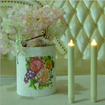 

Ksperway Flameless Moving Wick LED Taper Candles Real Wax Surface with Timer/Remote for Decoration 2pcs/set Ivory