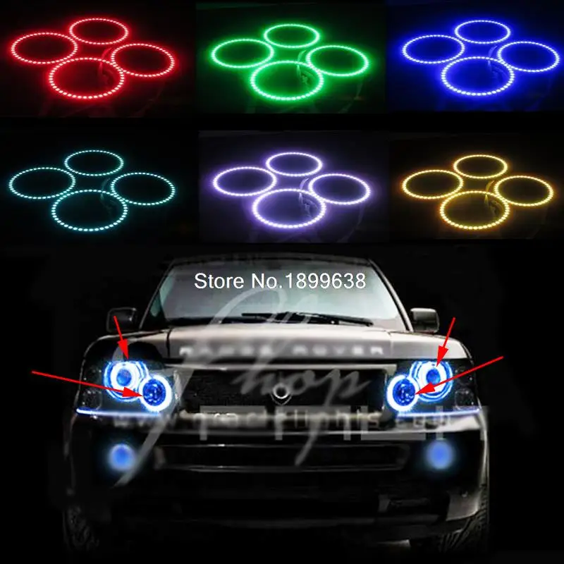 Super bright 7 color RGB LED Angel Eyes Kit with a remote control car styling For Land Rover Range Rover L322 Sport 2002-2009