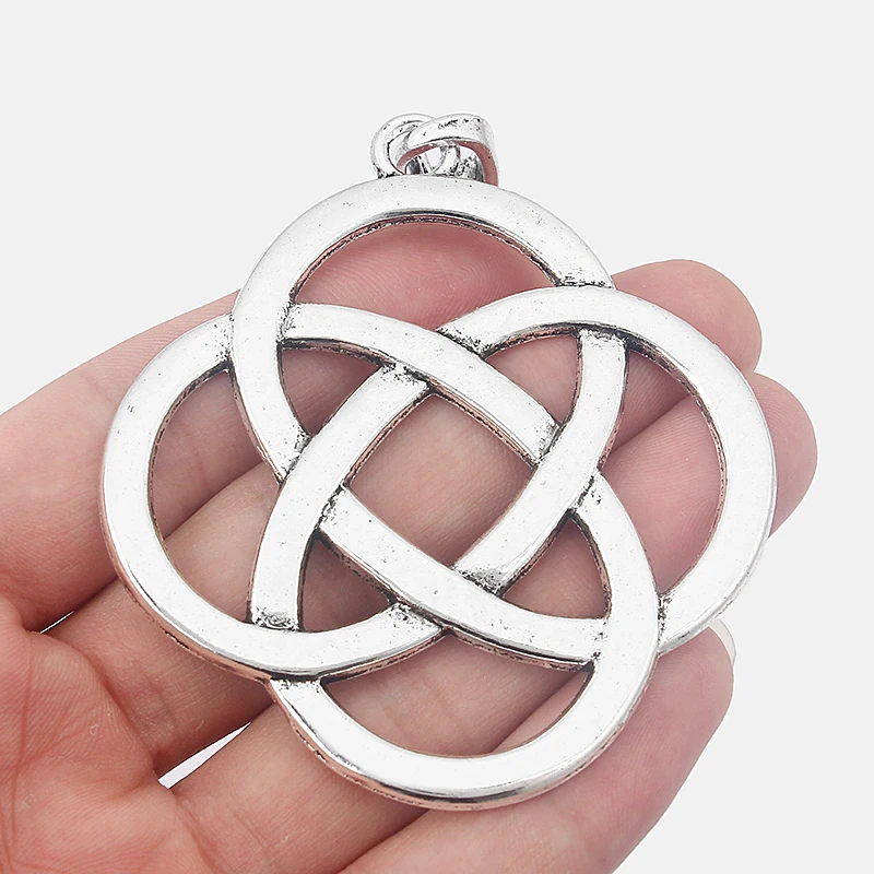 

2pcs Antique Silver Large Chinese Knot Charms Pendants for Necklace Making Jewelry Findings 73x66mm