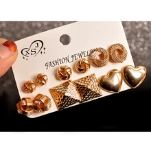 Новые модные женские туфли ювелирных изделий из мультфильма «Холодное сердце» ; День рождения золотой цветок сердце Форма консервативная красивый 6 пар/компл. серьги