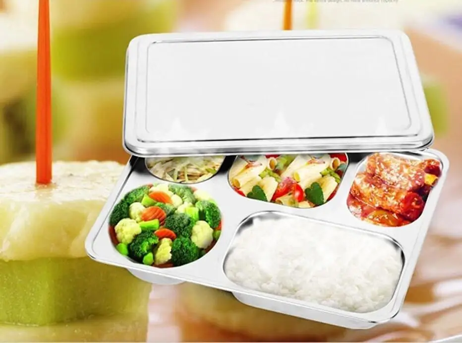 Коробка Bento из нержавеющей стали, 1 набор-5 секций высокого качества кухонный обеденный поднос с крышкой кухонные инструменты, гаджеты посуда