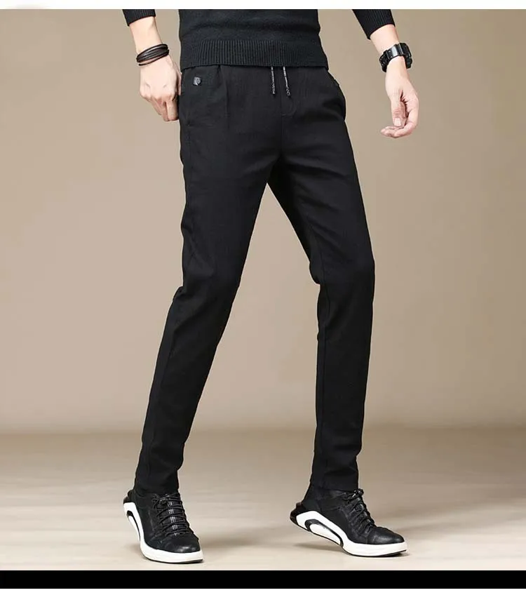 Новые брендовые зимние длинные штаны Штаны однотонные мужские повседневные штаны для мужчин качественные повседневные Прямые брюки