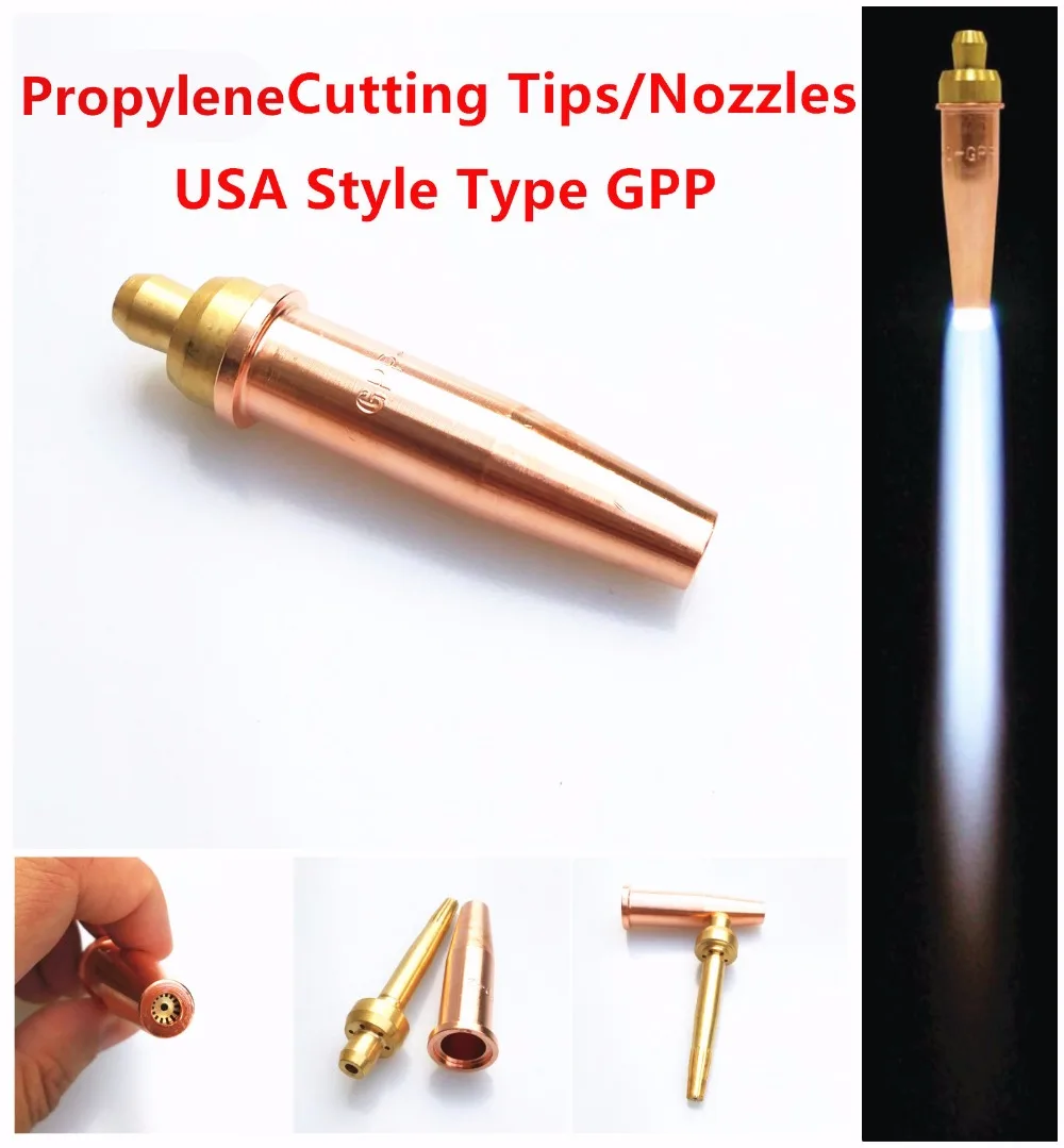 

Cutting Tips USA Style Series 1 Type GPP 1-GPP Size 000-8 Available Cutting Nozzles for General Purpose Oxygen-Propylene Cutting