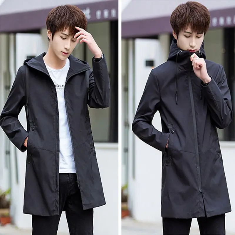 

Autumn and winter Jacket men hooded Slim Korean Parka Hombre long Jacket coat teenager windbreaker Parkas cotton youth clothing