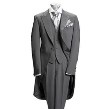 Серый мужской костюм свадебный мужской костюм 3 комплекта длинное платье смокинг на заказ