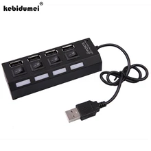 Kebidumei четыре порта usb концентратор 2,0 полоса USB hub-разветвитель с раздельным Вкл/Выкл светодиодный индикатор переключателя для ПК