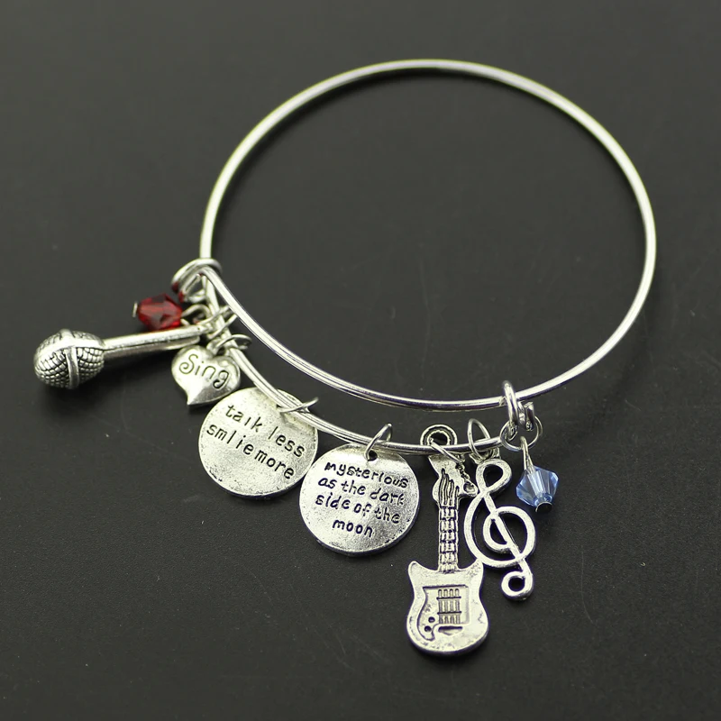 Talk Less Smile More Aaron Burrthe Musical Charm Bracelet Bangles Talk Less Smile More Aaron Burrthe Musical Charm Bracelet Bangles Microphone Guitar Inspired For Gift Can Dropship