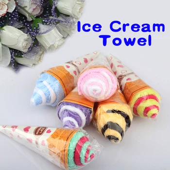

5pcs/set Random Color Portable Double Color Cute Soft Washing Towel Shaped Ice Cream Gift Favor For Wedding Party