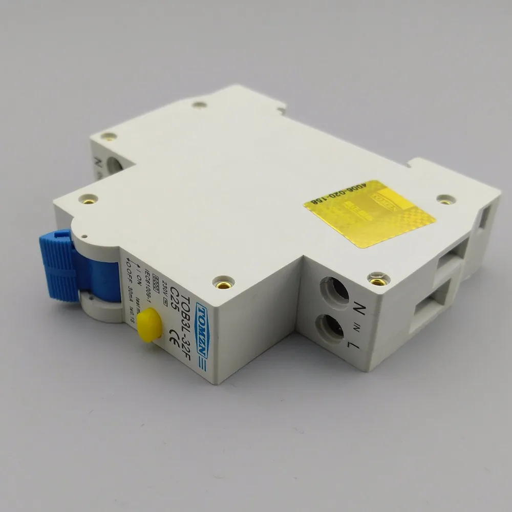 TOB3L-32F 18 мм RCBO 25A 1P+ N 6KA УЗО с защитой от перегрузки по току и утечки