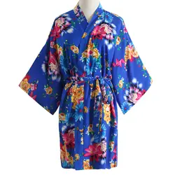Китайский Для женщин свадебные халаты кимоно халат ночная рубашка с цветочным рисунком пикантные спа-пижамы невесты туалетный ночная