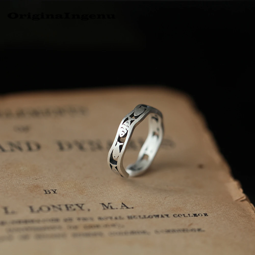 

925 Silver Ring Vintage Jewelry Anillos Charm Fish Minimalism Mom Girlfriend Birthday Unique Gift Haut Femme Rings for Women