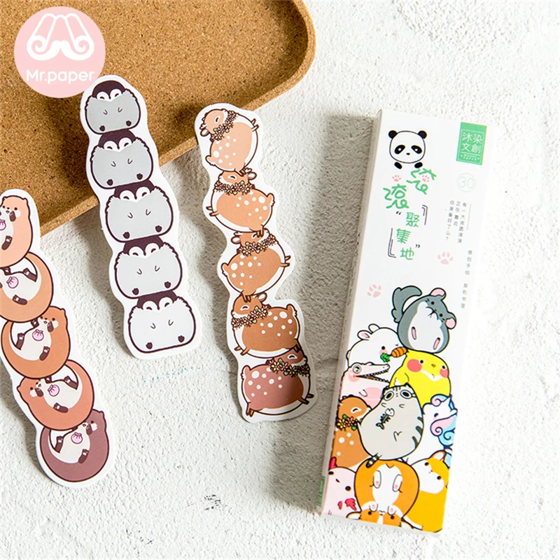Mr Paper 30 шт./кор. каваи мультфильм животных нерегулярные заклады для новизны