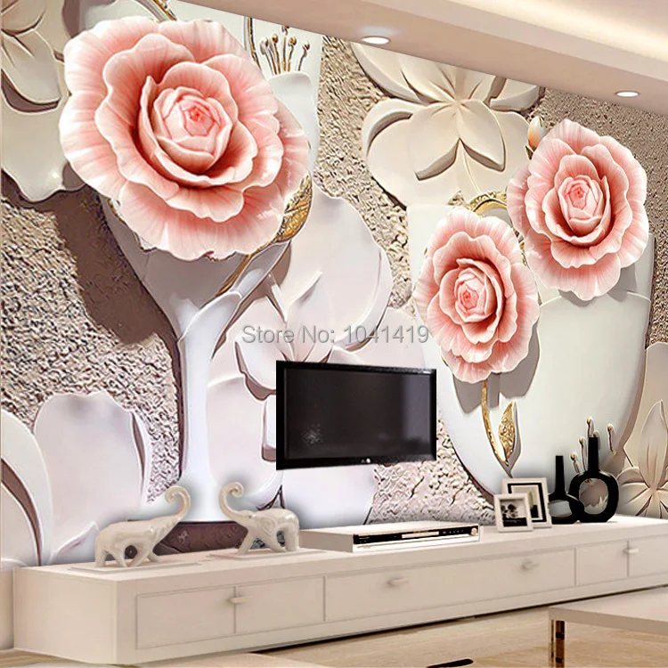 3D обои стерео рельефные цветы фото фреска спальня гостиная ТВ диван фон настенный домашний Декор 3D обои фресковая роспись