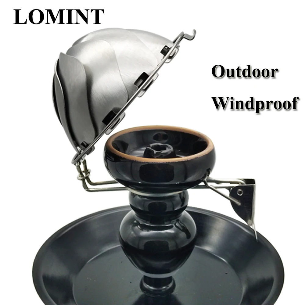 

LOMINT Outdoor Hookah Tobacco Bowl With Metal Wind Cover Shisha Hookahs Chicha Narguile Accessory Drop Shipping China wholesale