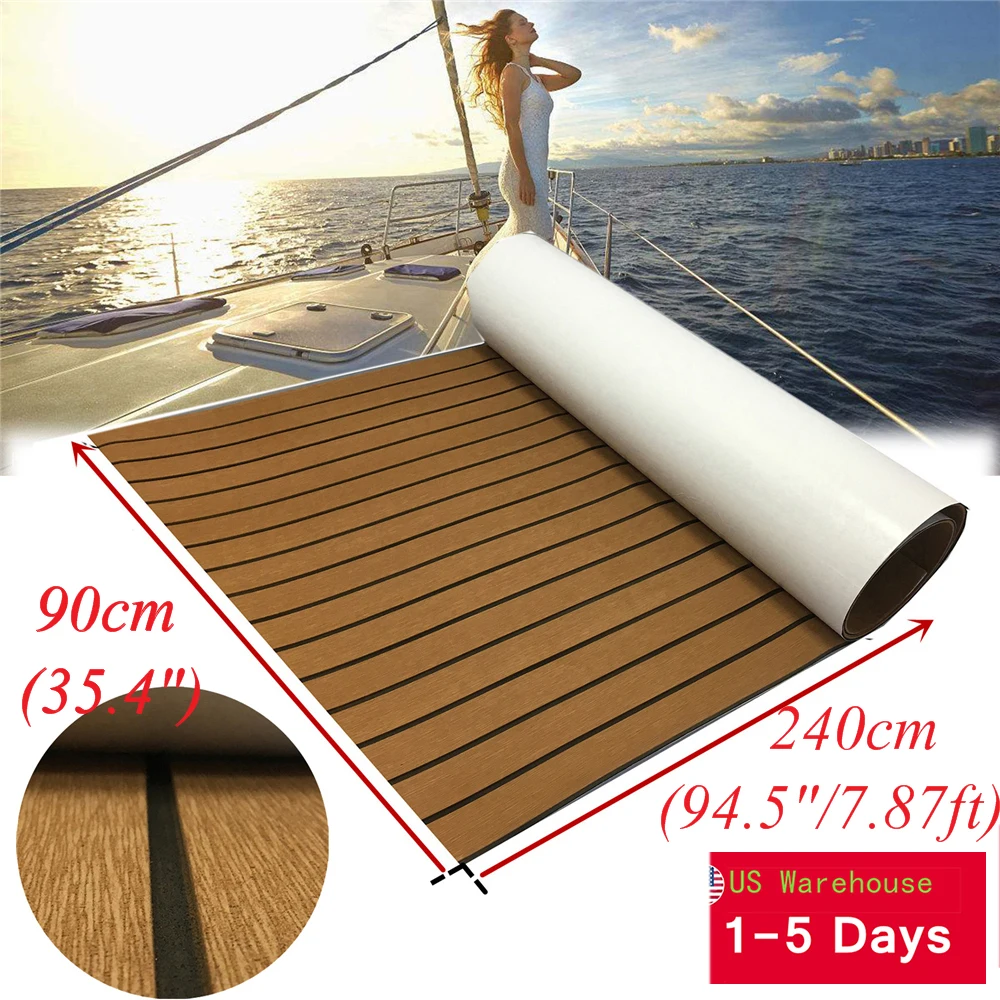 EVA Teak Decking Sheet For Boat Yacht Marine Synthetic Flooring With Adhesive 90cm240cm/35.4"94.