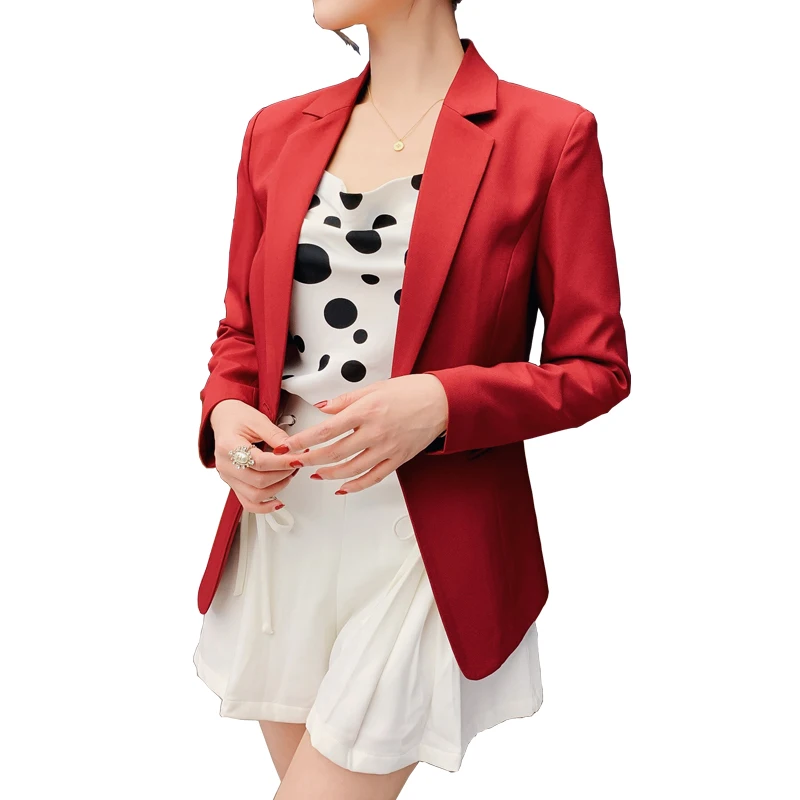 

New Fashion Blazer Jacket For Women 2019 Spring Lining Pockets Candy Color Coat Single Button Outerwear Female Office Lady Tops