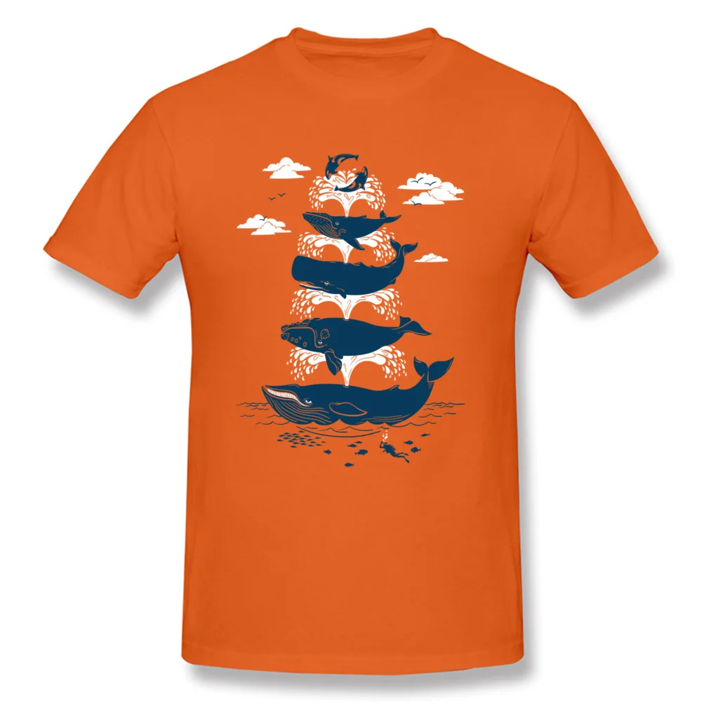 Men Retro Casual Tops Tees Crew Neck Summer/Autumn 100% Cotton T-shirts Summer Short Sleeve Whale of a Time T-Shirt Whale of a Time orange
