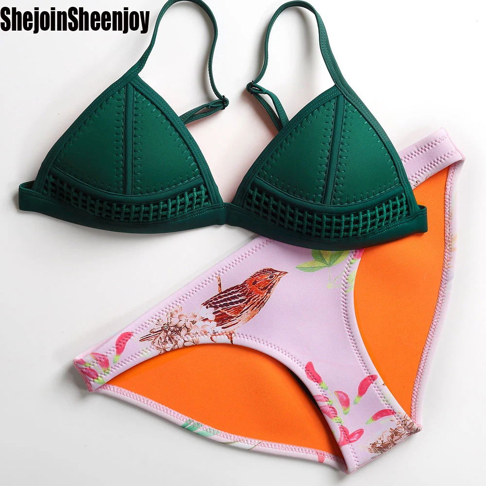 Neoprene Swimwear Women Handmade Crochet Bikini Ne...