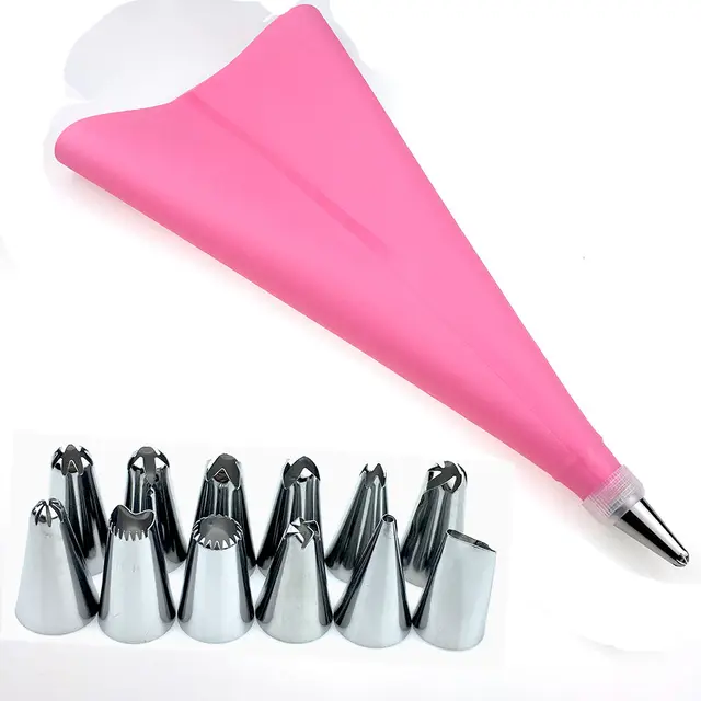 14PCS/Set Silicone Pastry Bag Nozzles Tips DIY Icing Piping Cream