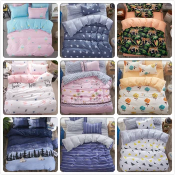 

3/4 pcs Bedding Set Duvet Cover Sheet Pillowcase Soft Cotton Bed Linens Single Full Double Queen King Size Comforter Pillow Case