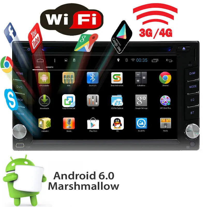 Best 4Core Android 6.0 3G WIFI 6.2" Car Radio Touchscreen Stereo DVD Player GPS Navi 0