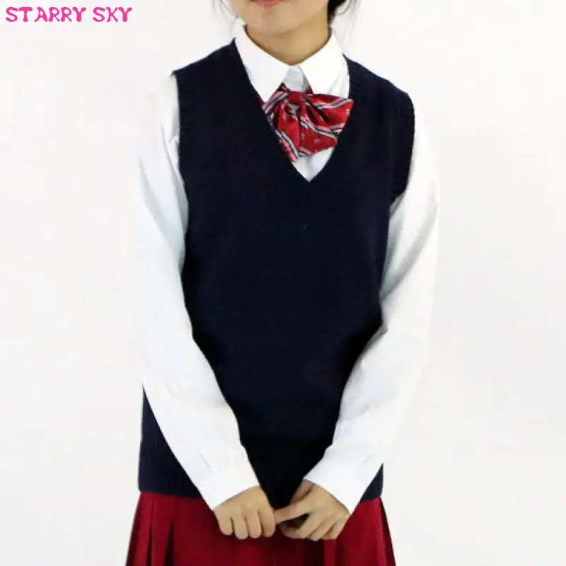 

New Uniform Knitted Vest Japanese Campus Man And Women Students Uniform Sweater Vest Jk Girls Boy High School Clothes Cotton XXL