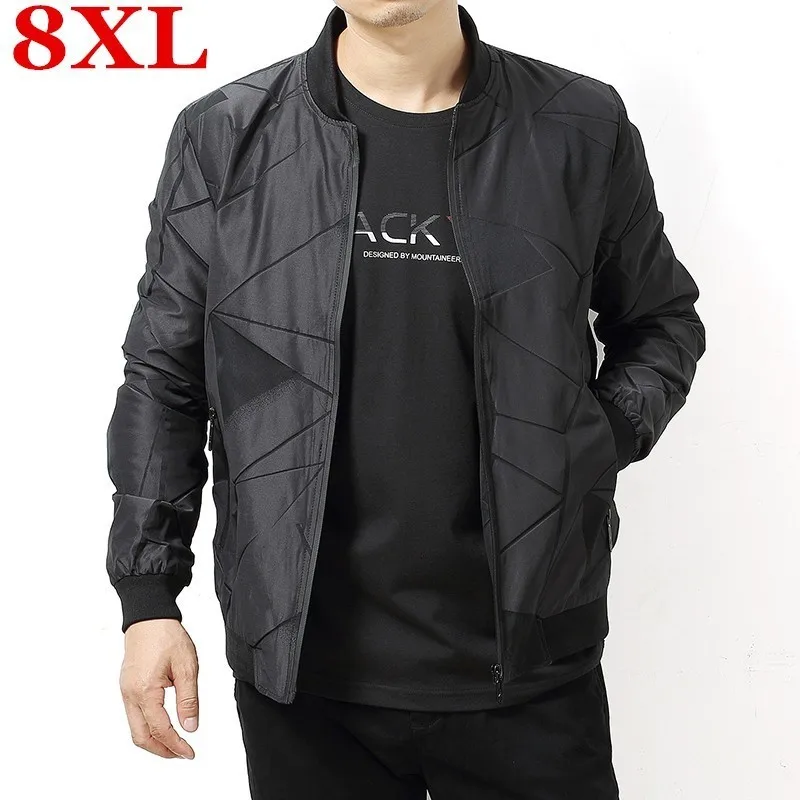 Большие размеры 8XL 7XL Демисезонный Повседневное Твердые Мода Slim Курточка бомбер Для мужчин пальто Бейсбол куртки Для мужчин; уличная куртка