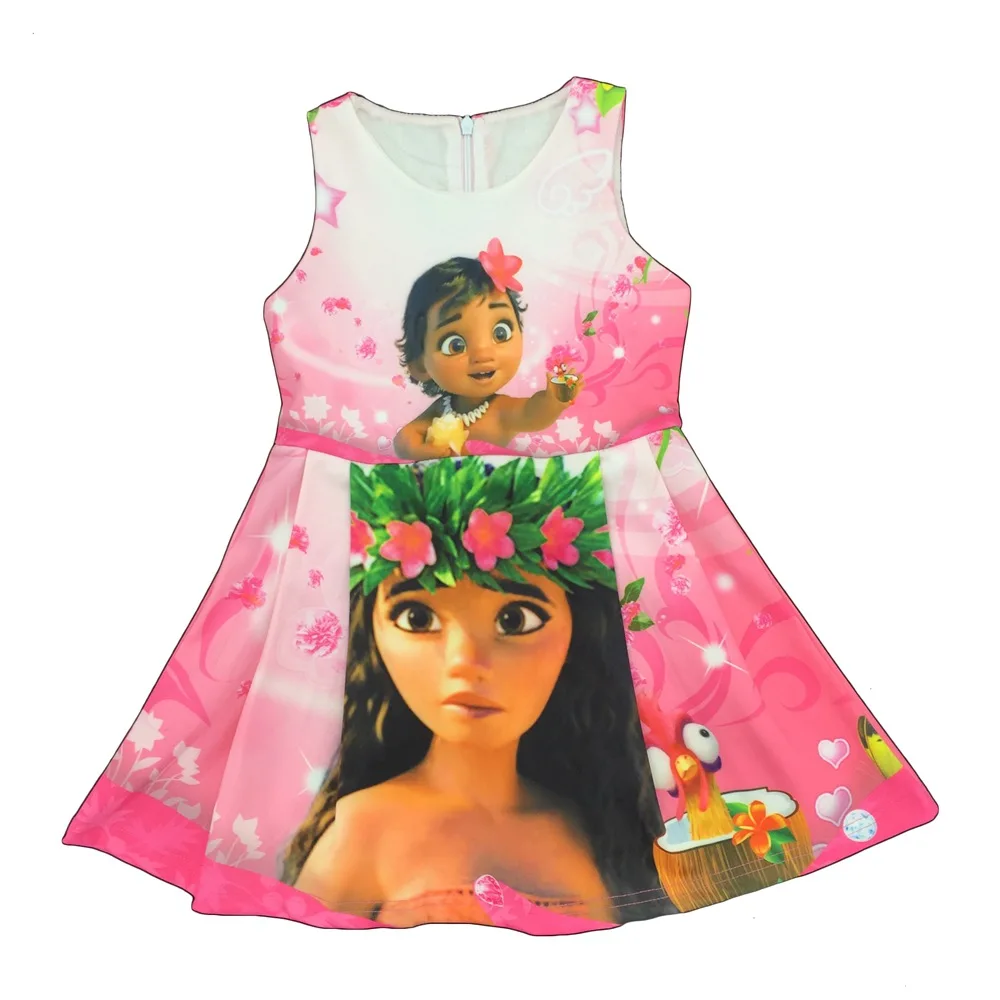 2 Bibihou 2017 designer kids Girls Clothing Dresses Printing Moana Teenagers Dress Summer Sleeveless Christmas Carnival Costumes