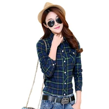 2018 Autumn Winter Ladies Female Casual Cotton Lapel Long-Sleeve Plaid Shirt Women Slim Outerwear Blouse Tops Clothing