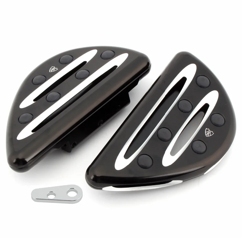 Deep Cut Floorboards Rear Black Motorcycle Foot Pegs Rests For Harley Touring FLH FLHT 1993-2015 Dyna FLD 2012-2015 UNDEFINED motorcycles parts pedal black cast chrome rear black passenger floorboards for harley flh flst fld