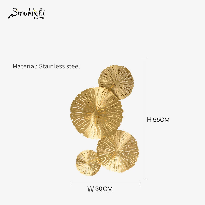 Скандинавский золотой лотос лист настенный светильник Ретро настенный светильник все медные настенные бра для промышленного декора прикроватные светильники для спальни - Цвет абажура: Dia W30cmxH55cm