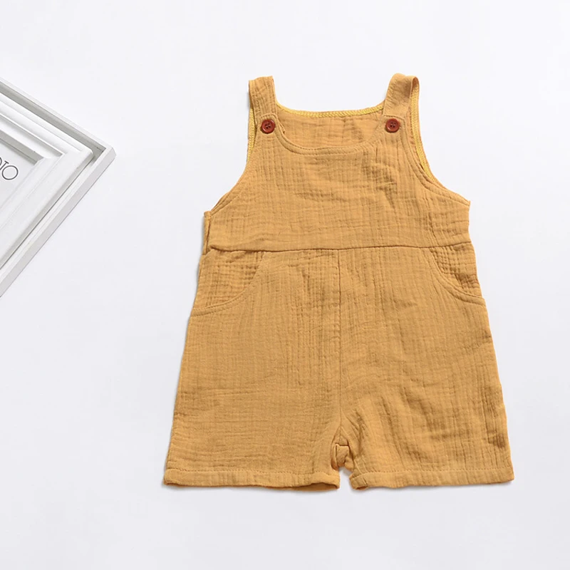 Летний хлопковый комбинезон для новорожденных девочек без рукавов одежда