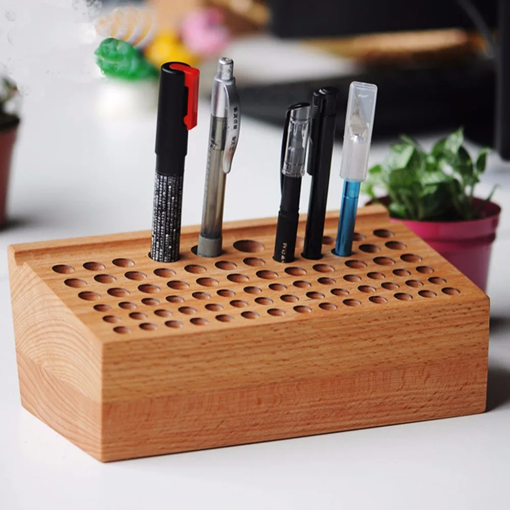 

2017 New Leather Craft Storage Wood Box 76 Hole Function Tool Box Holder