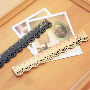 

2000pcs/lot Beautiful Stylish Korea Zakka Kawaii Stationery Lace Brown Wood Ruler Sewing Ruler Office School Supplies