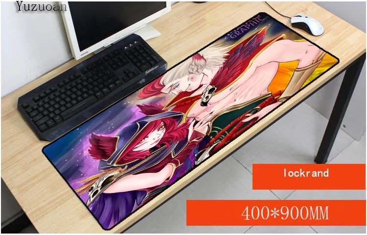  Yuzuoan 900*400*3mm League Of Legends Speed Gaming Game keyboard Mouse Mats Large Lock Edge Pad For