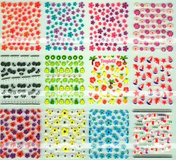 

240x Coloured 3D Nail Sticker Free Shipping Mixed styles nail art stickers