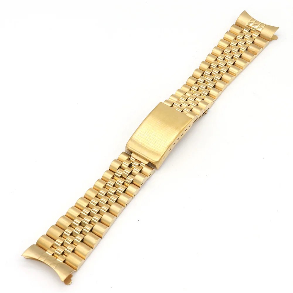 

20mm Gold Stainless Steel Jubilee Watch Band Exchange Durable Men Women Strap Bracelet Belt Loop For Datejust