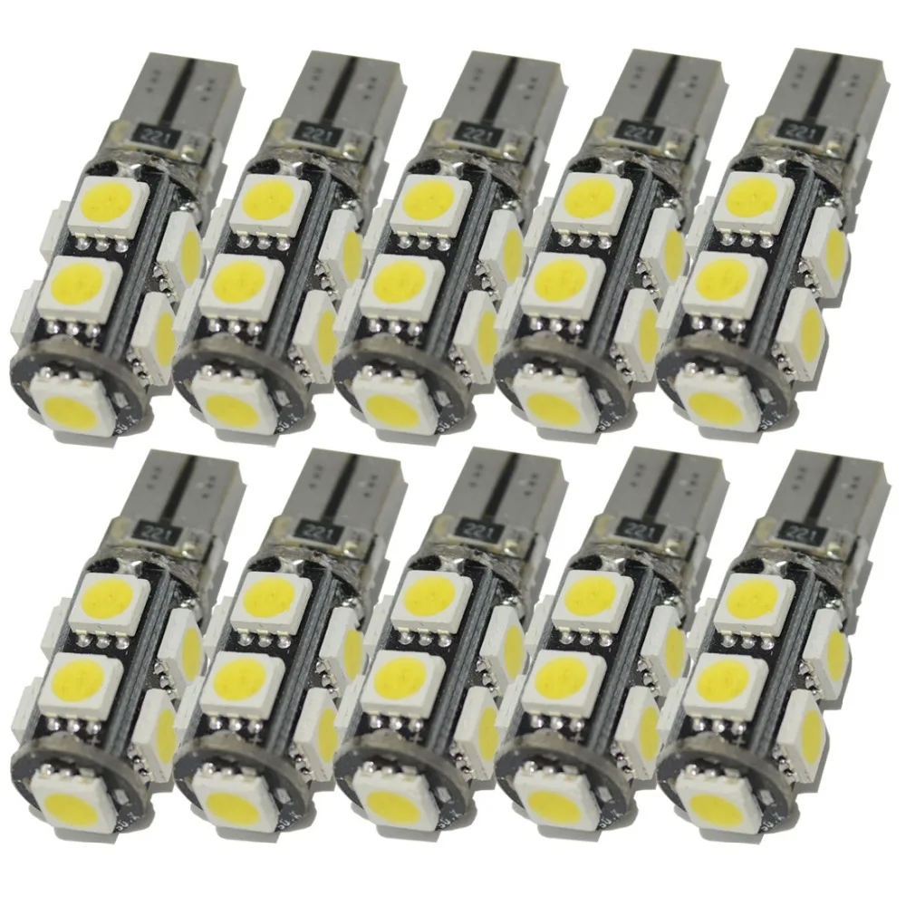 Safego 10x T10 194 168 9 SMD 5050 Автомобильный светодиодный светильник Canbus W5W светодиодный для авто купольного чтения интерьерных сигнальных осветительных ламп белого цвета