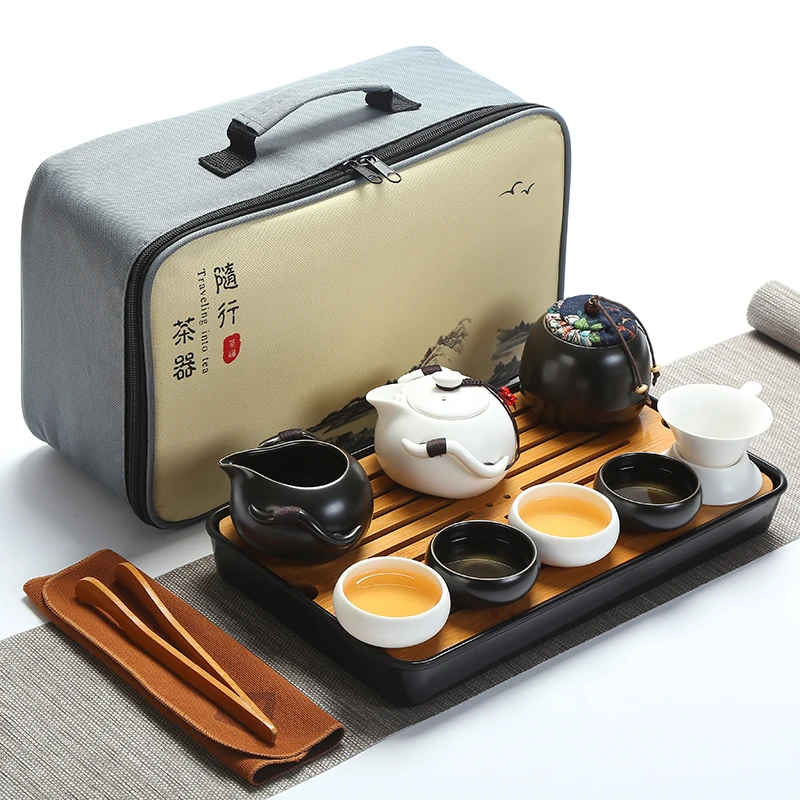 9PCS/lot travel ceramic tea set Simple household tea set accessories Tea cup capacity about 50ml WSHYUFEI