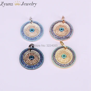 

5PCS Fashion Boho Eye CZ Pendant, New Style Jewelry CZ Micro pave round Charm Pendant