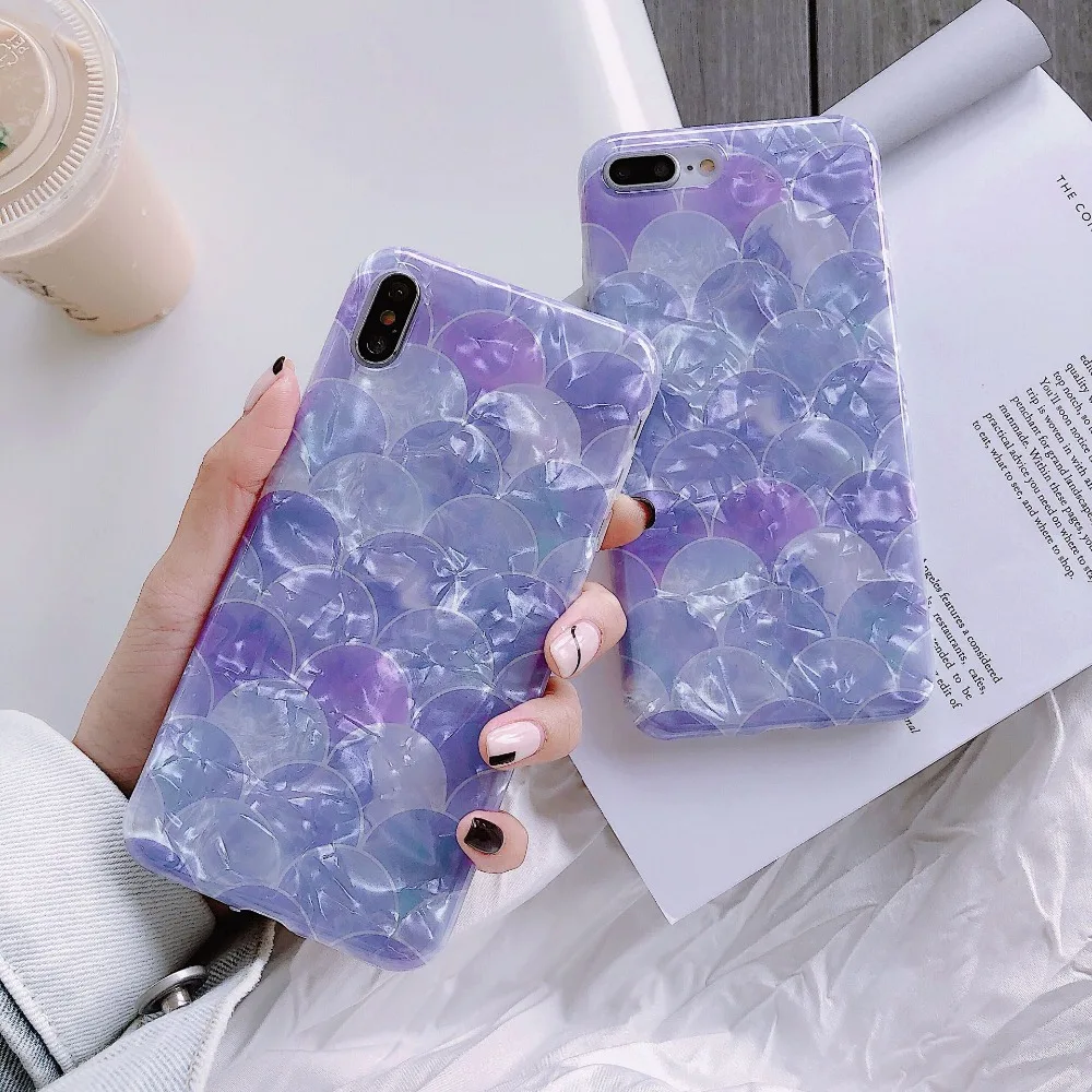 Гладкий Блестящий Мягкий чехол из ТПУ для iPhone x 6 6s plus 7 Plus 8 X XR XS Max фиолетовая шкала