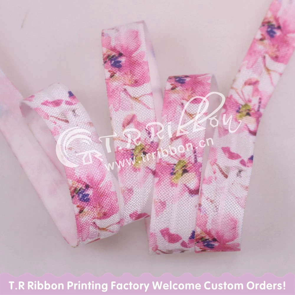 

New design! 5/8" flower fold over elastic, heat transfer floral foe for hair ties accessaries 100yards