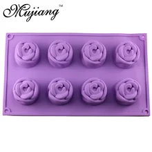 Mujiang 8 полости Роуз торта силиконовые формы для выпечки сахарной пасты конфеты шоколадный пудинг Мыло формы DIY украшения торта Инструменты
