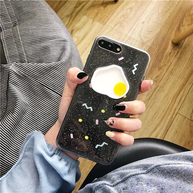 Cheap Cute Egg Patterned Phone Case For iPhone X Case For iphone 6 6s 7 8 Plus Soft Cover Fashion Crystal Glitter Bling Girls Cases