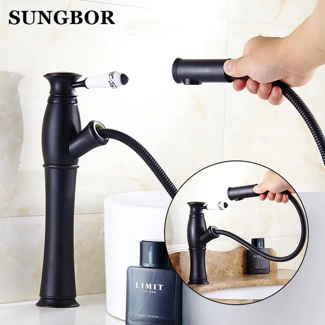 Oil Rubbed Bronze Pull Out Spray Head Kitchen Faucet Mixer Tap Oil Rubbed Bronze Pull Out Spray Head Kitchen Faucet Mixer Tap Swivel Spout Cold Hot Black