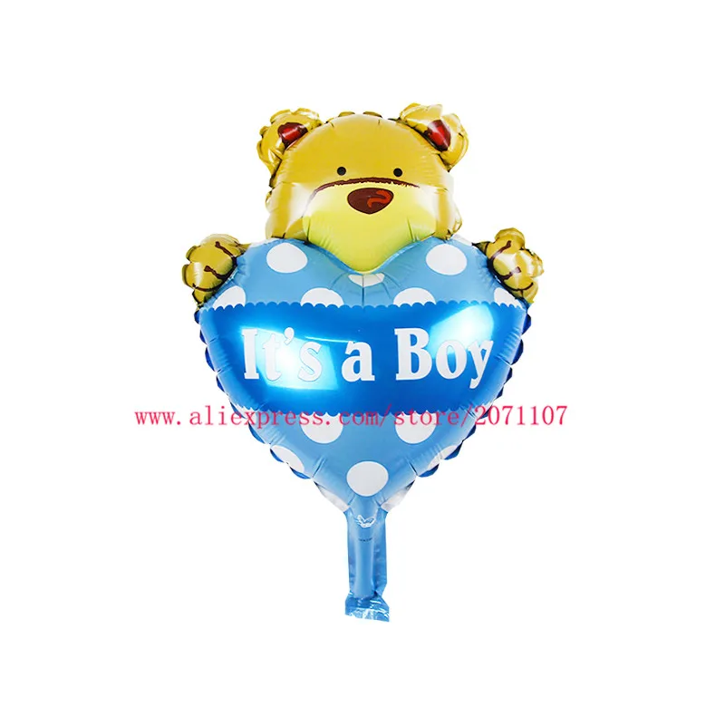 Счастливая 50 шт./лот Детский комбинезон с принтом Медведь мини шар Baby Shower Фольга